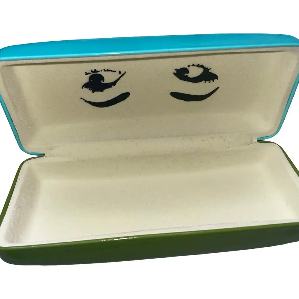 Kate Spade New York Glasses Case Hard Clamshell Olive Green Mint Blue Protective